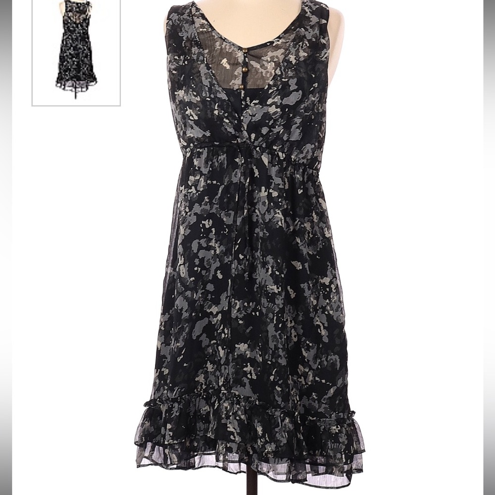 Small Converse dress - navy, grey abstract floral with slip.